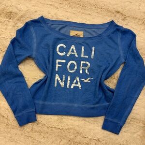 💙 Y2K Hollister California Off-Shoulder Crop Sweater | Blue | Size L
